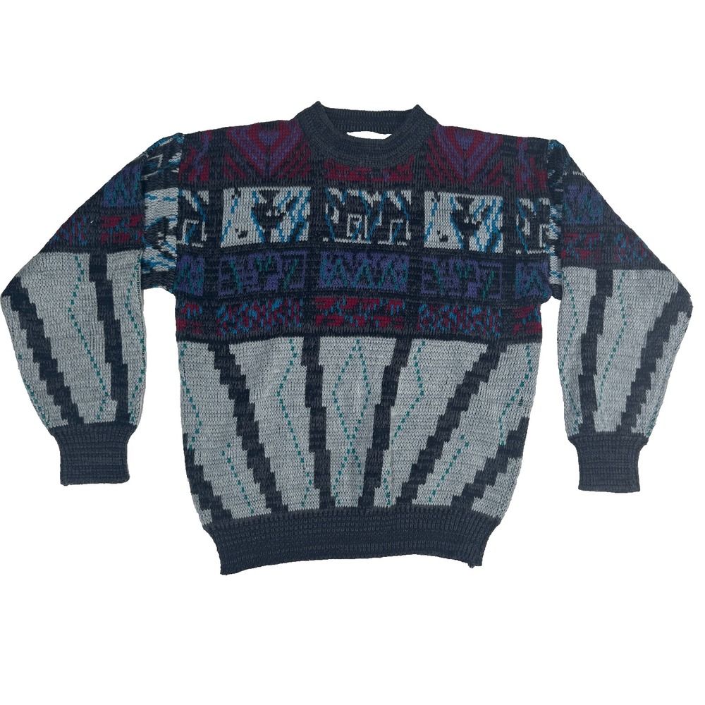 Vintage McGregor Sweater Men's L Geometric Acrylic Crewneck Pullover 90s